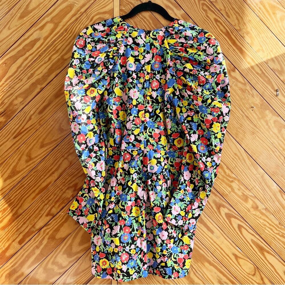 Zara Floral Print Mini Dress with Puffed Sleeves - Picture 3 of 5